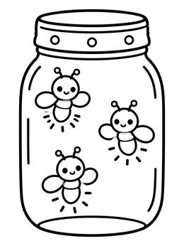 Free printable Cute Fireflies In A Mason Jar coloring page