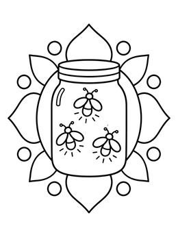 Free printable Glowing Fireflies In A Jar coloring page