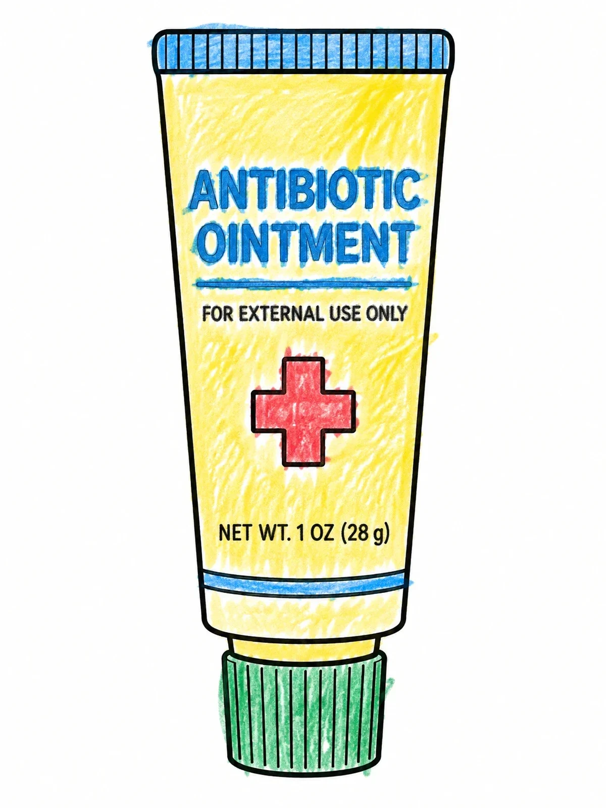 Colored example of the Antibiotic Ointment Tube Line Art coloring page