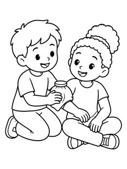 Free printable Boy Helping Friend With Ice Pack coloring page