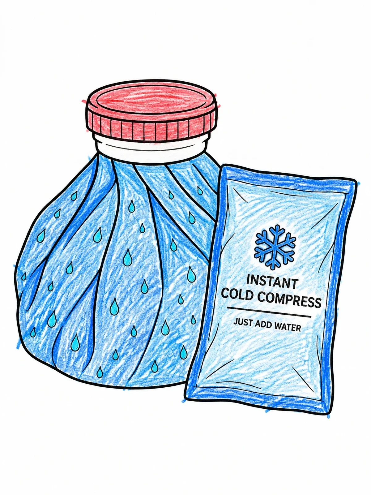 Colored example of the Ice Pack And Cold Compress coloring page