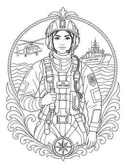 Free printable Coast Guard Rescue Swimmer Portrait coloring page