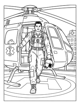 Free printable Flight Paramedic At Rescue Helicopter coloring page