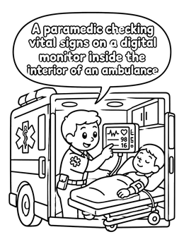Free printable Paramedic Helping Patient In Ambulance coloring page