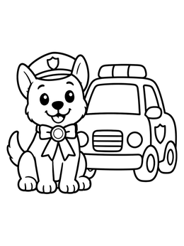 Free printable Police Dog With Patrol Car coloring page