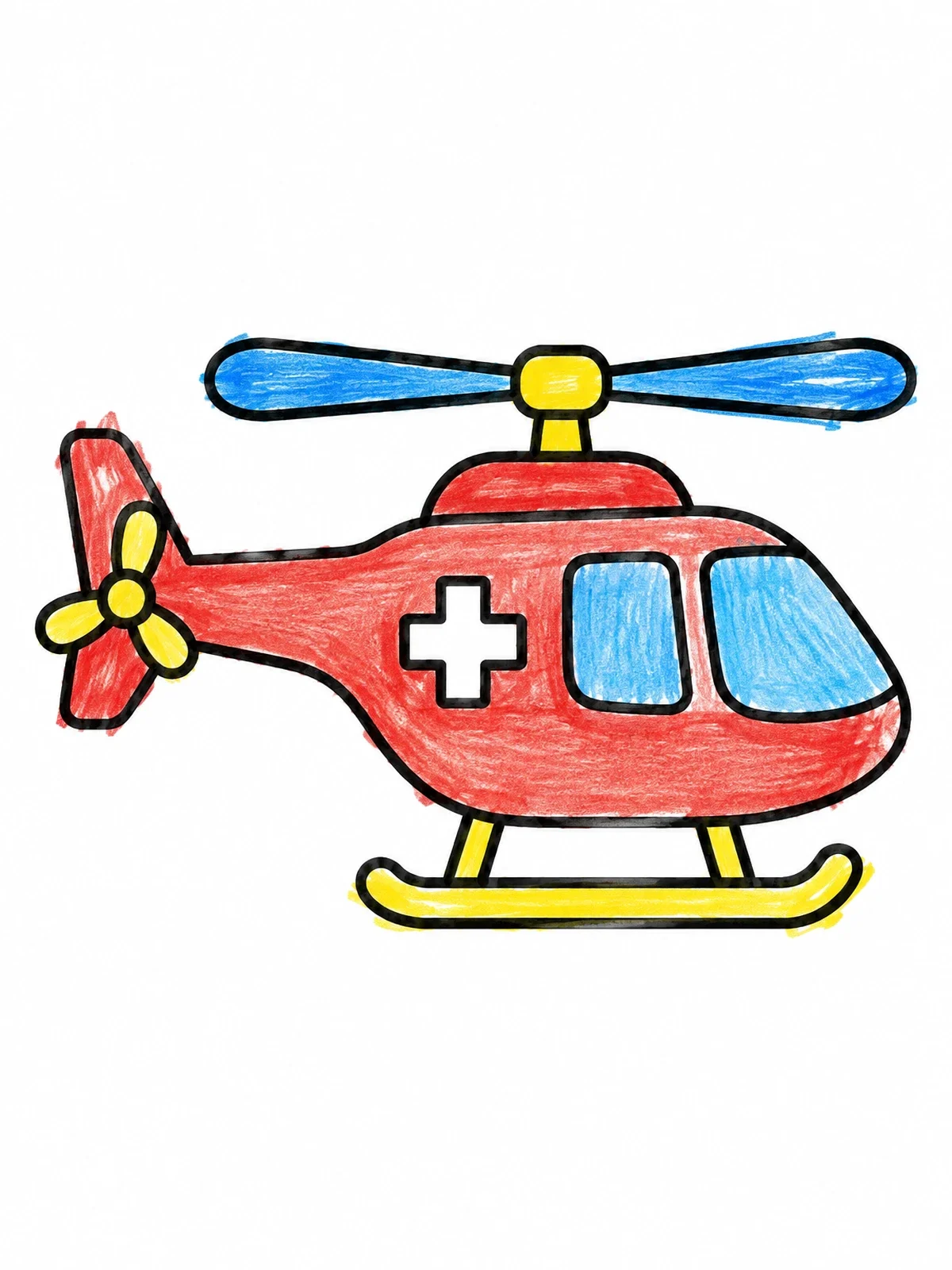 Colored example of the Rescue Helicopter For Young Kids coloring page