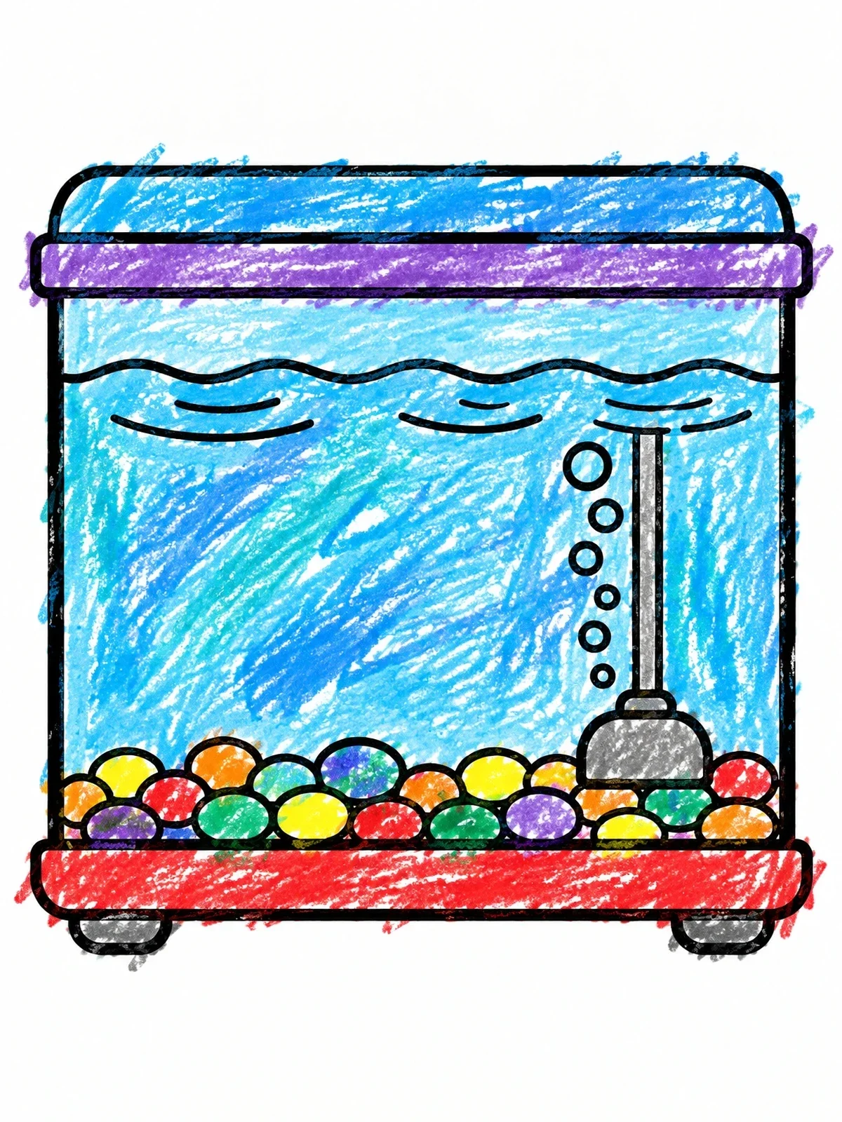 Colored example of the Empty Aquarium With Bubbler And Pebbles coloring page