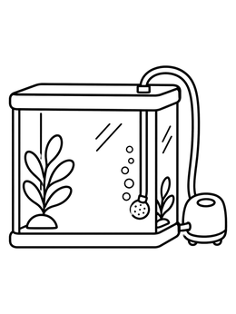 Free printable Empty Aquarium With Air Pump coloring page