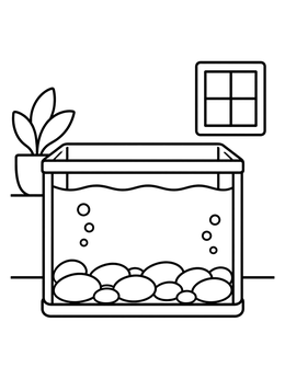 Free printable Empty Aquarium With Smooth Pebbles coloring page