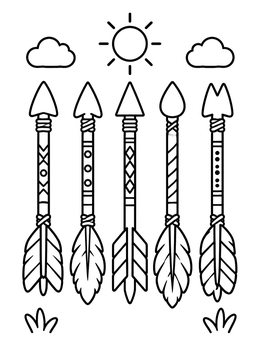 Free printable Five Decorative Boho Arrows coloring page