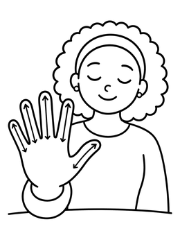 Free printable Five Finger Breathing Exercise coloring page