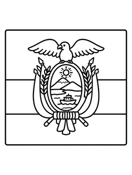 Free printable Flag And Coat Of Arms Of Ecuador coloring page