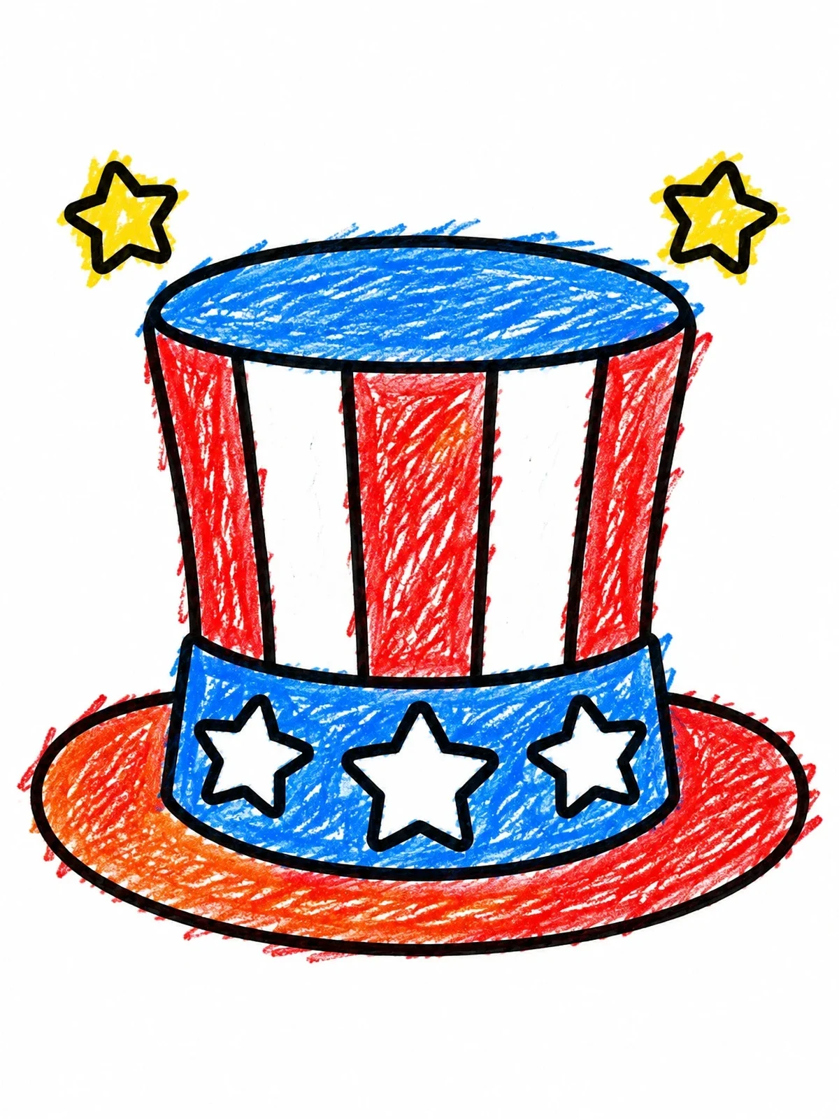 Colored example of the Patriotic Uncle Sam Hat With Stars coloring page