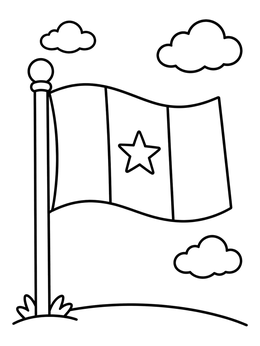 Free printable Flag Of Cameroon On Flagpole coloring page