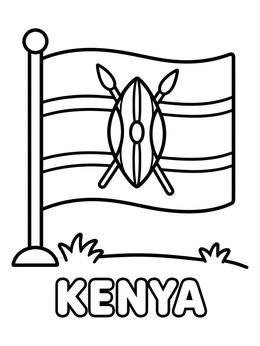 Free printable Flag Of Kenya With Name coloring page