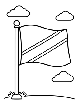 Free printable Flag Of Tanzania Waving Outdoors coloring page