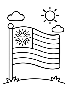 Free printable Flag Of Uruguay With Sun Of May coloring page