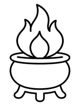 Free printable Burning Cauldron Flame coloring page