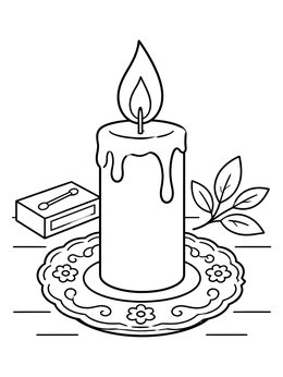 Free printable Cozy Candle On Decorative Plate coloring page