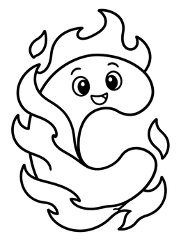 Free printable Cute Flame Letter C Character coloring page