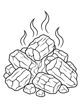 A mound of hot briquettes on this flames coloring page.