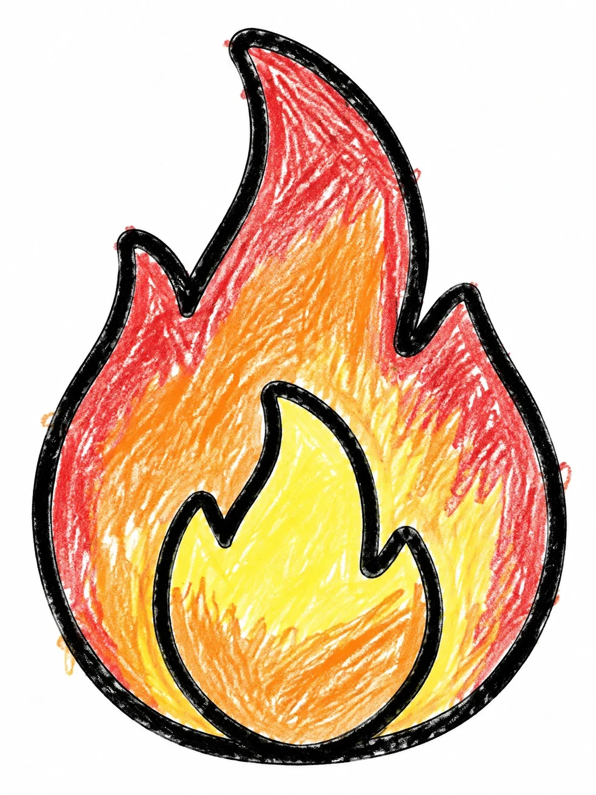 Colored example of the Simple Campfire Flame Outline coloring page