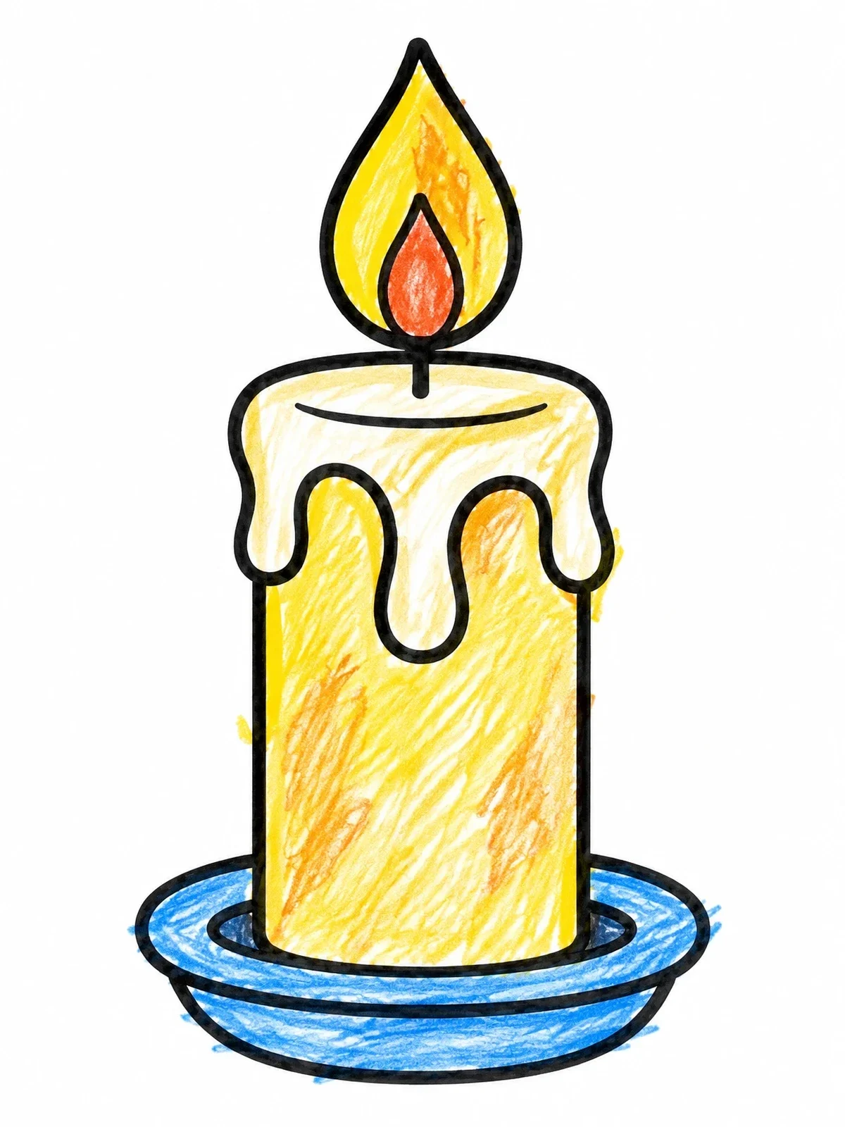 Colored example of the Simple Candle With Glowing Flame coloring page