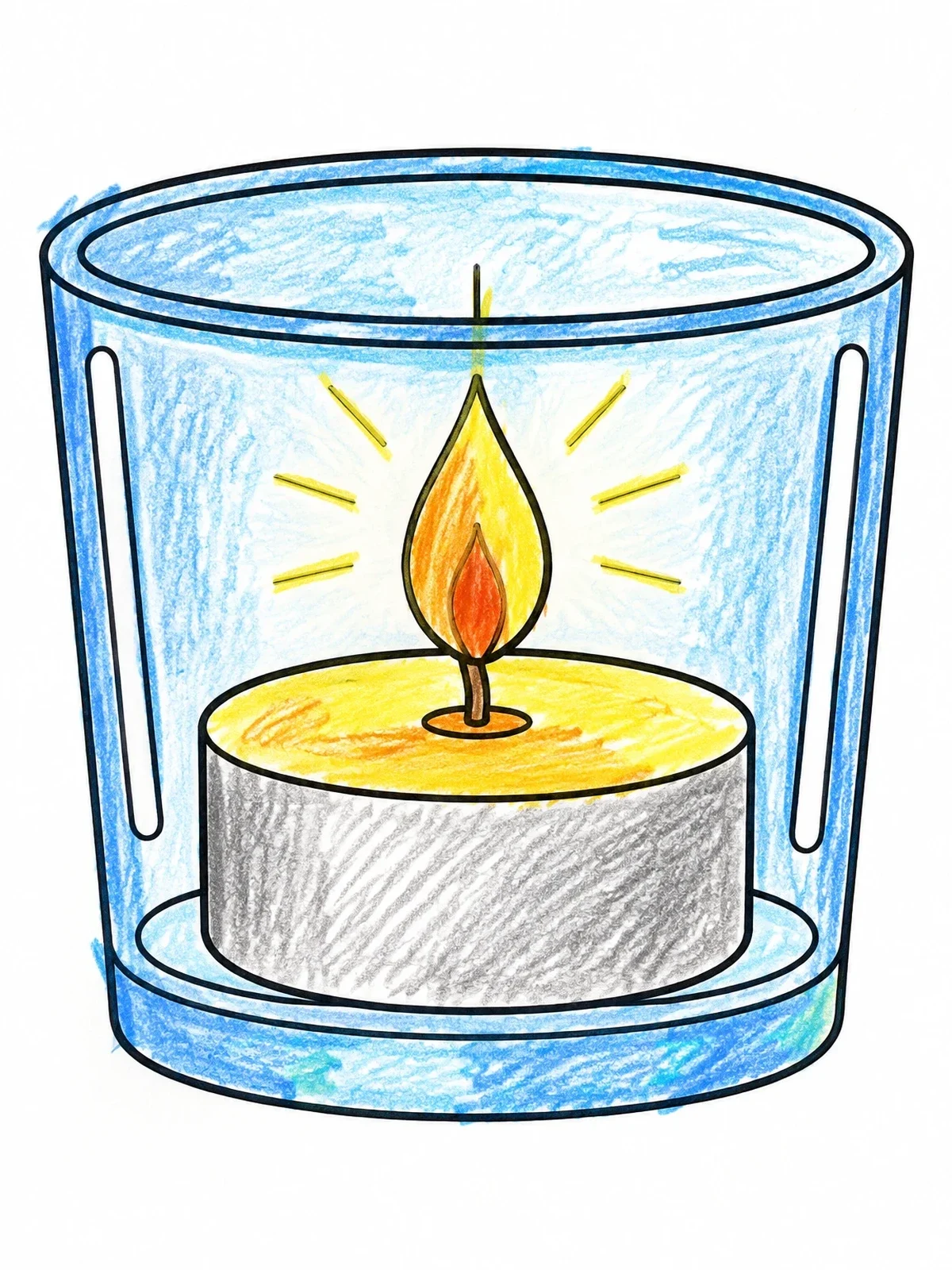 Colored example of the Tealight Candle In Glass Holder coloring page