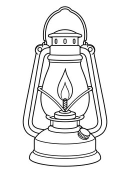 Free printable Vintage Oil Lantern Wick Flame coloring page