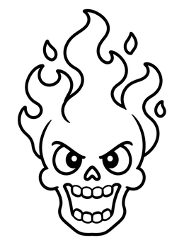 Free printable Flaming Cartoon Skull coloring page