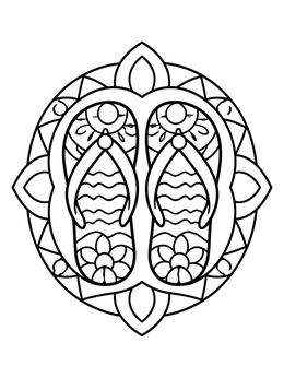 Free printable Flip Flops Summer Mandala coloring page