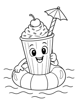Free printable Floating Milkshake Character coloring page