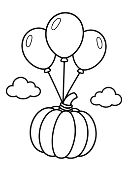Free printable Floating Pumpkin With Balloons coloring page