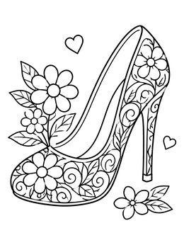 Free printable Floral Pattern High Heel Shoe coloring page