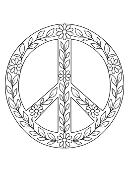 Free printable Floral Pattern Peace Sign coloring page