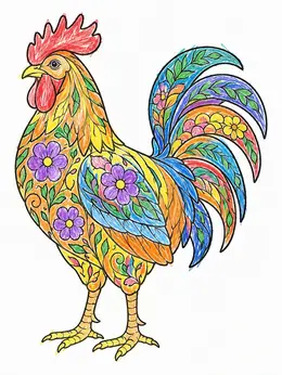 Pattern Line Examples In Art Floral Pattern Rooster Line Art Coloring Page