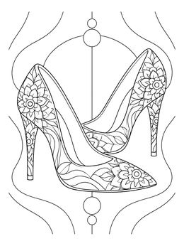 Free printable Floral Patterned High Heel Pumps coloring page