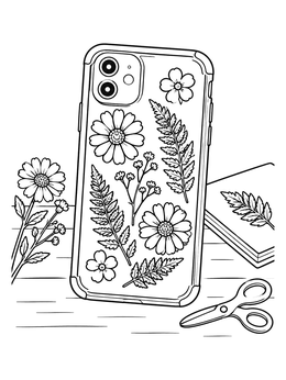 Free printable Floral Phone Case Crafting coloring page