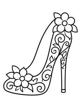 Free printable Floral Stiletto High Heel Shoe coloring page