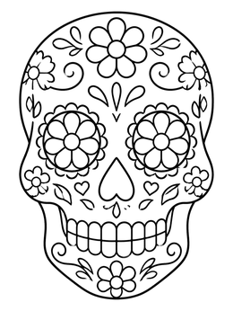 Free printable Decorative Floral Sugar Skull coloring page