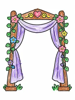 Floral Wedding Arch With Heart Coloring Page