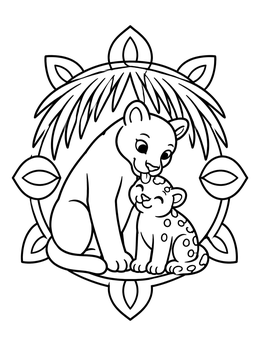 Free printable Florida Panther Mother And Spotted Cub coloring page
