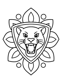 Free printable Panther Emblem In Floral Shield coloring page