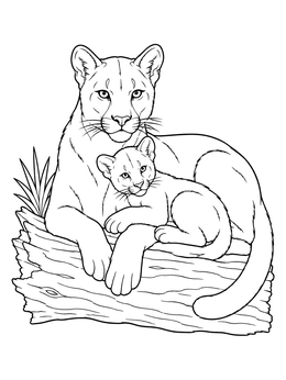 Free printable Florida Panther With Resting Cub coloring page