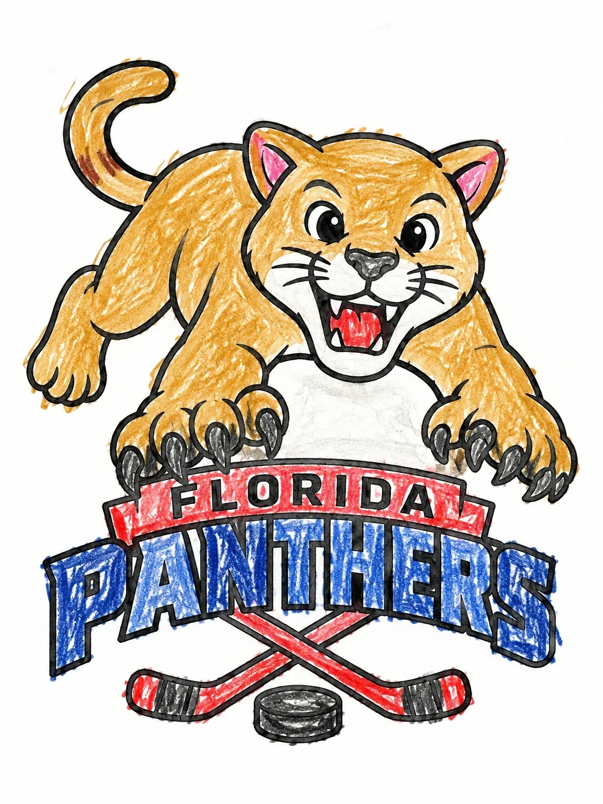 Colored example of the Florida Panthers Hockey Mascot coloring page