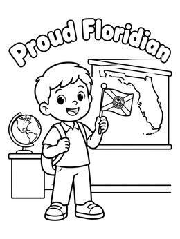 Free printable Proud Floridian Student In Classroom coloring page