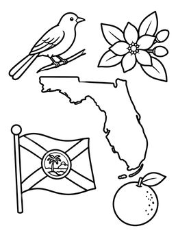 Free printable Florida State Map And Symbols coloring page