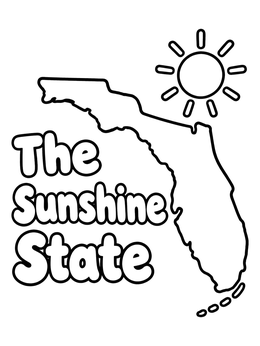Free printable Florida Sunshine State Map Outline coloring page
