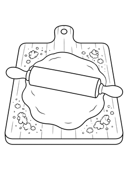 Free printable Rolling Pin And Dough On Board coloring page