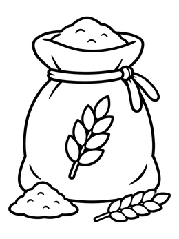 Free printable Flour Sack With Wheat Stalk coloring page